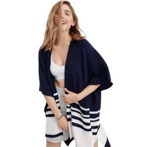 Aerie Navy & White Striped Cardigan Size M (oversized) OSFM NWT